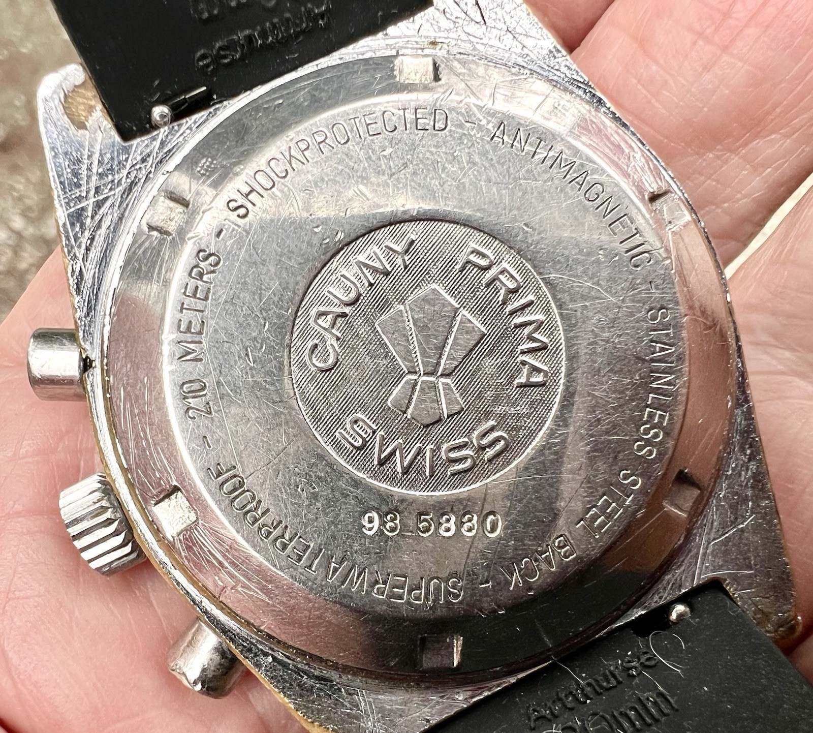Vintage Swiss Jumbo Cauny Prima Chronograph Diver – Valjoux 7734 – Rare Model