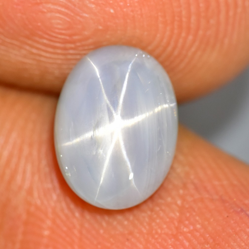 3.91 CT 9×6.8 MM AWESOME 6RAYS SPARKLING UNHEATED GRAY STAR SAPPHIRE GEMSTONE