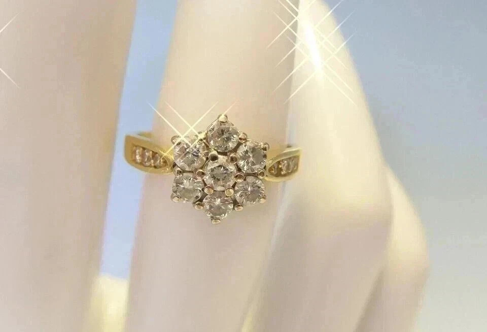 3Ct Round Cut Lab Created Diamond Cluster Engagement Ring 14K Yellow Gold Plated
