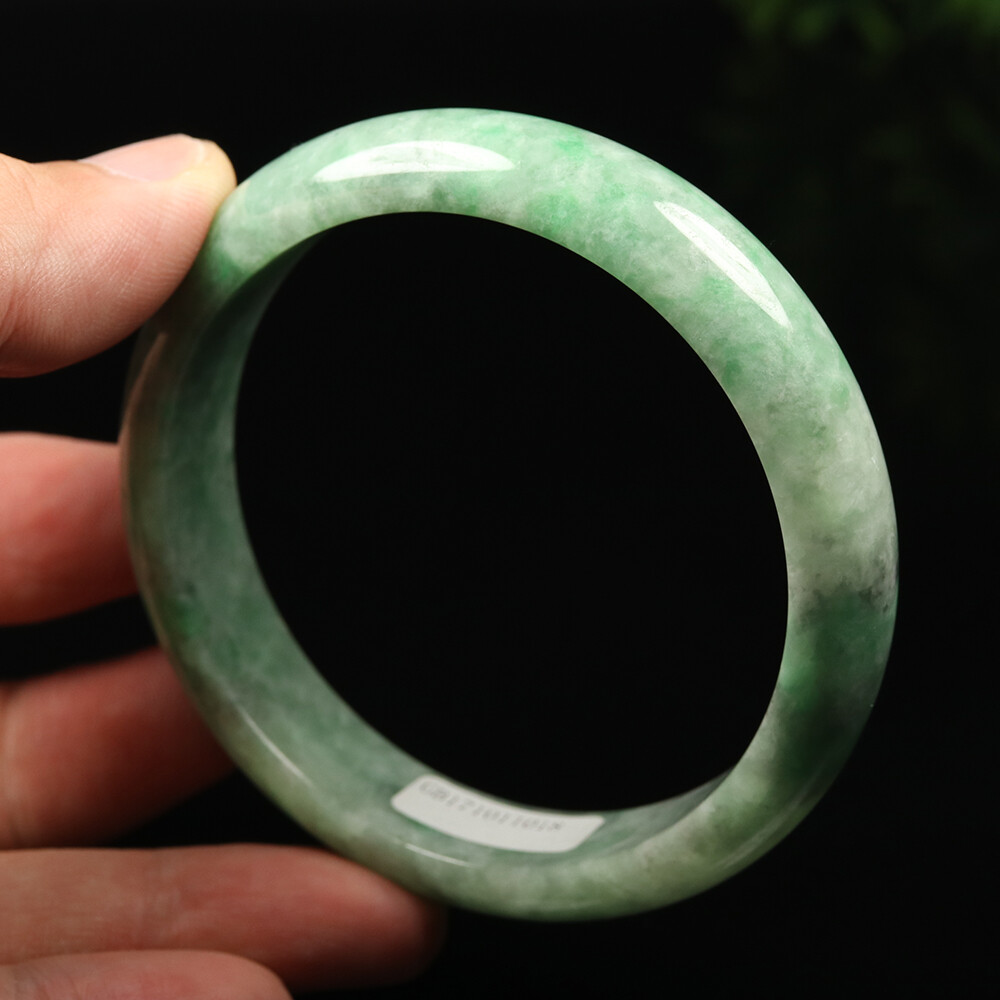 61mm Certified Grade A 100% Natural Green Jadeite Jade Bangle Bracelet SEC02089