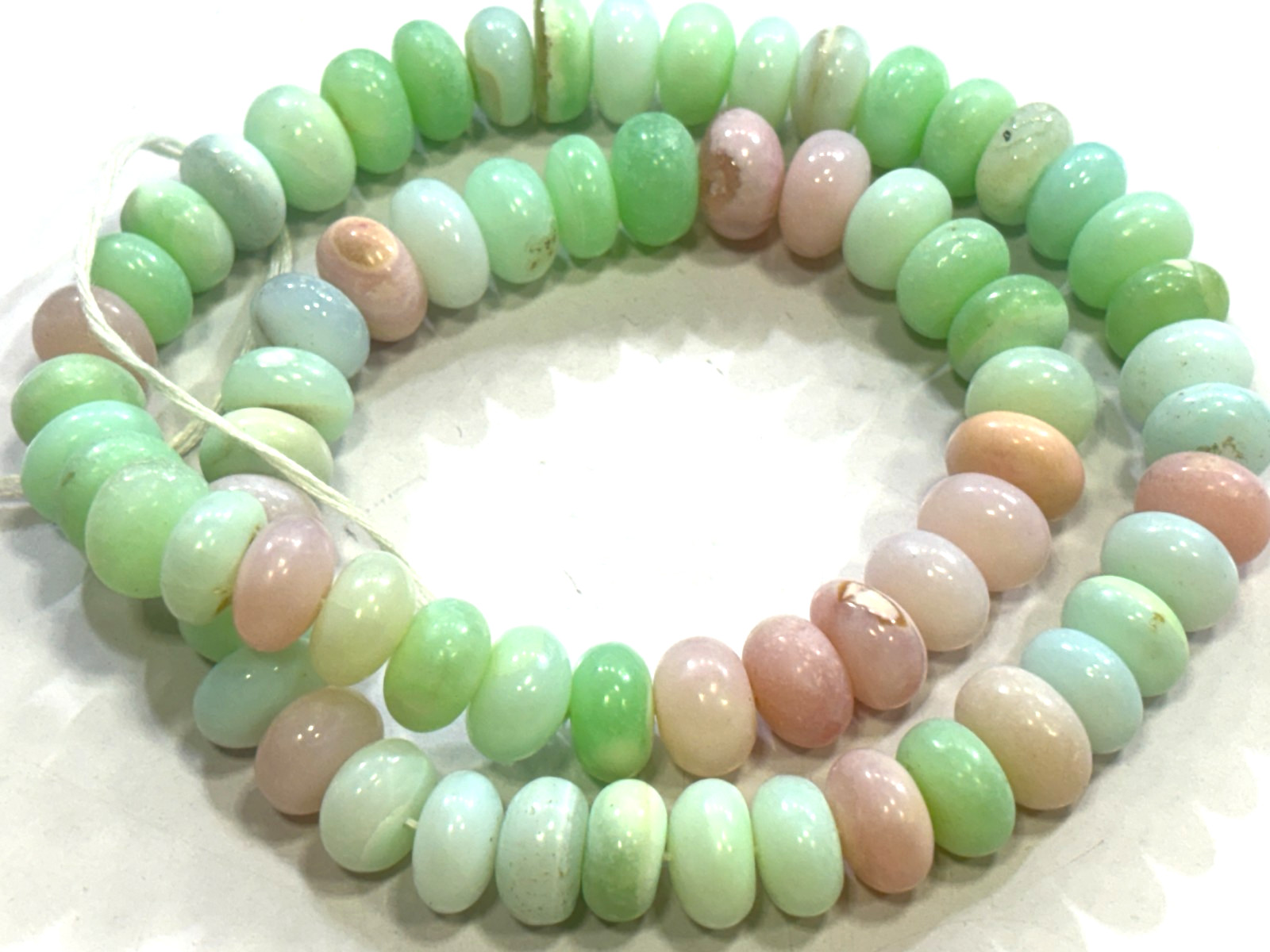 MULTI OPAL BEADS ROUNDELLE 8-9MM SMOOTH GEMSTONE 16 INCH NECKLACE
