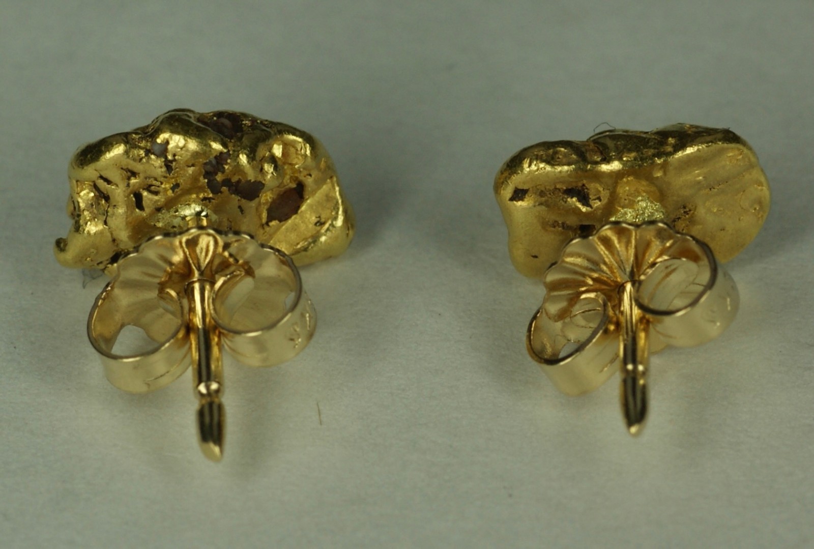 NATURAL GOLD NUGGET EARRINGS Studs w/ 14K Posts From Vintage Estate 3.17g