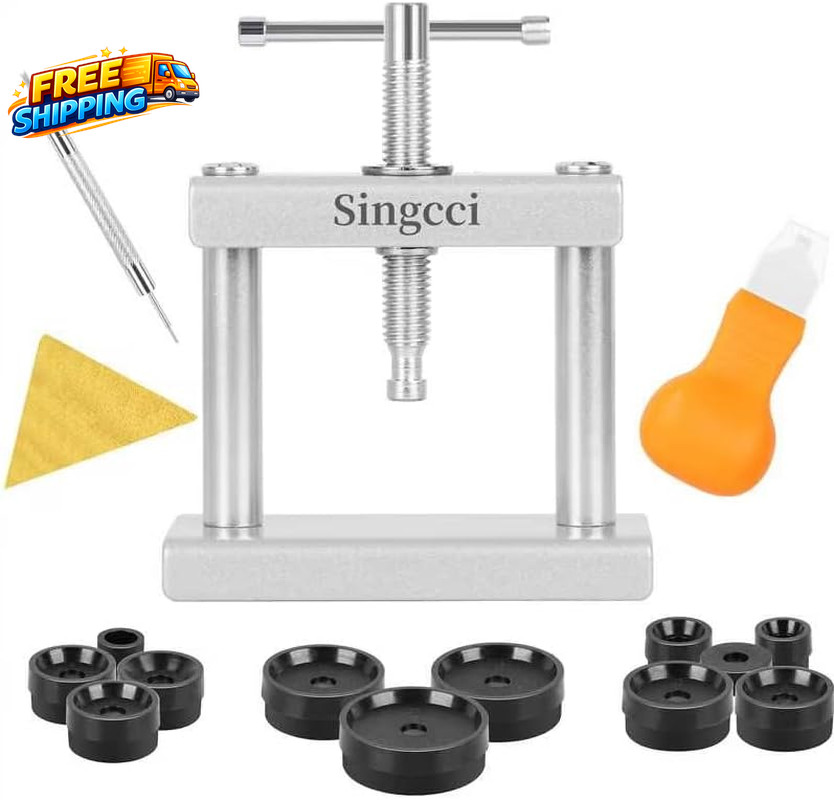 Watch Press Tool Set, Press Set Back Case Closer with 12 Molds, Watch Battery Re