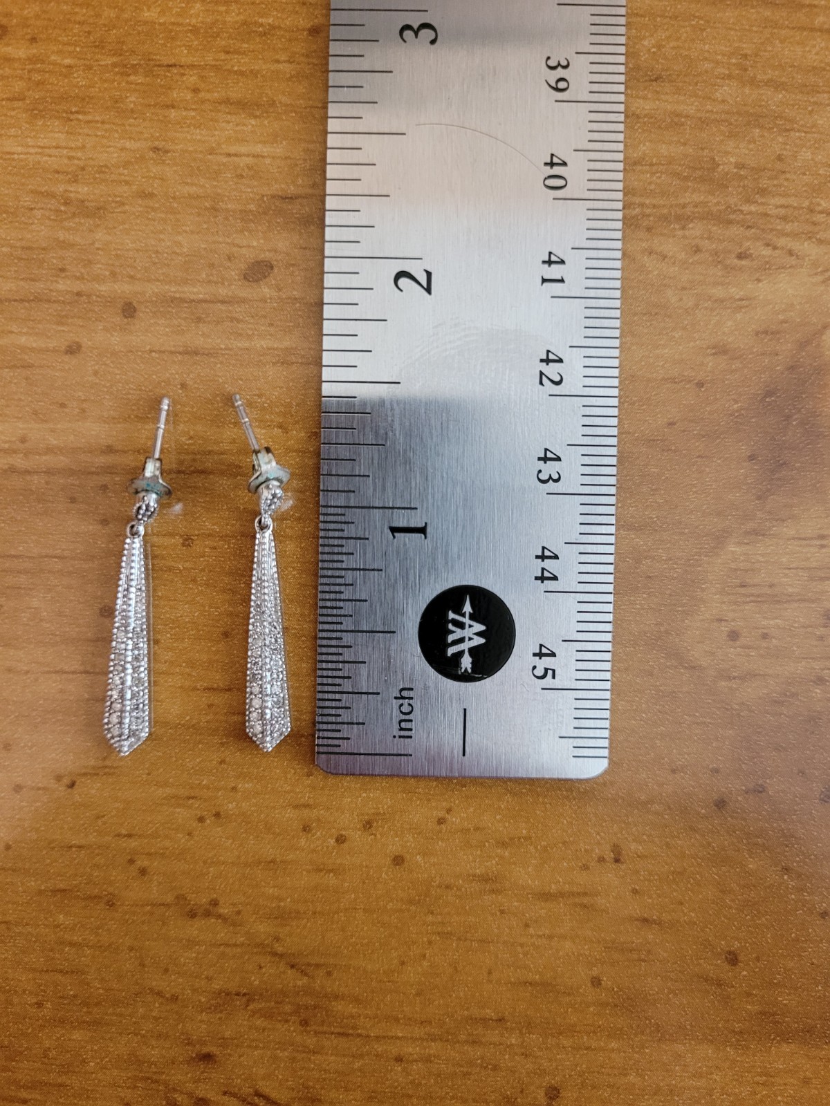 Jared 14k White Gold Genuine Diamond Tapered Bar Drop Dangle Earrings