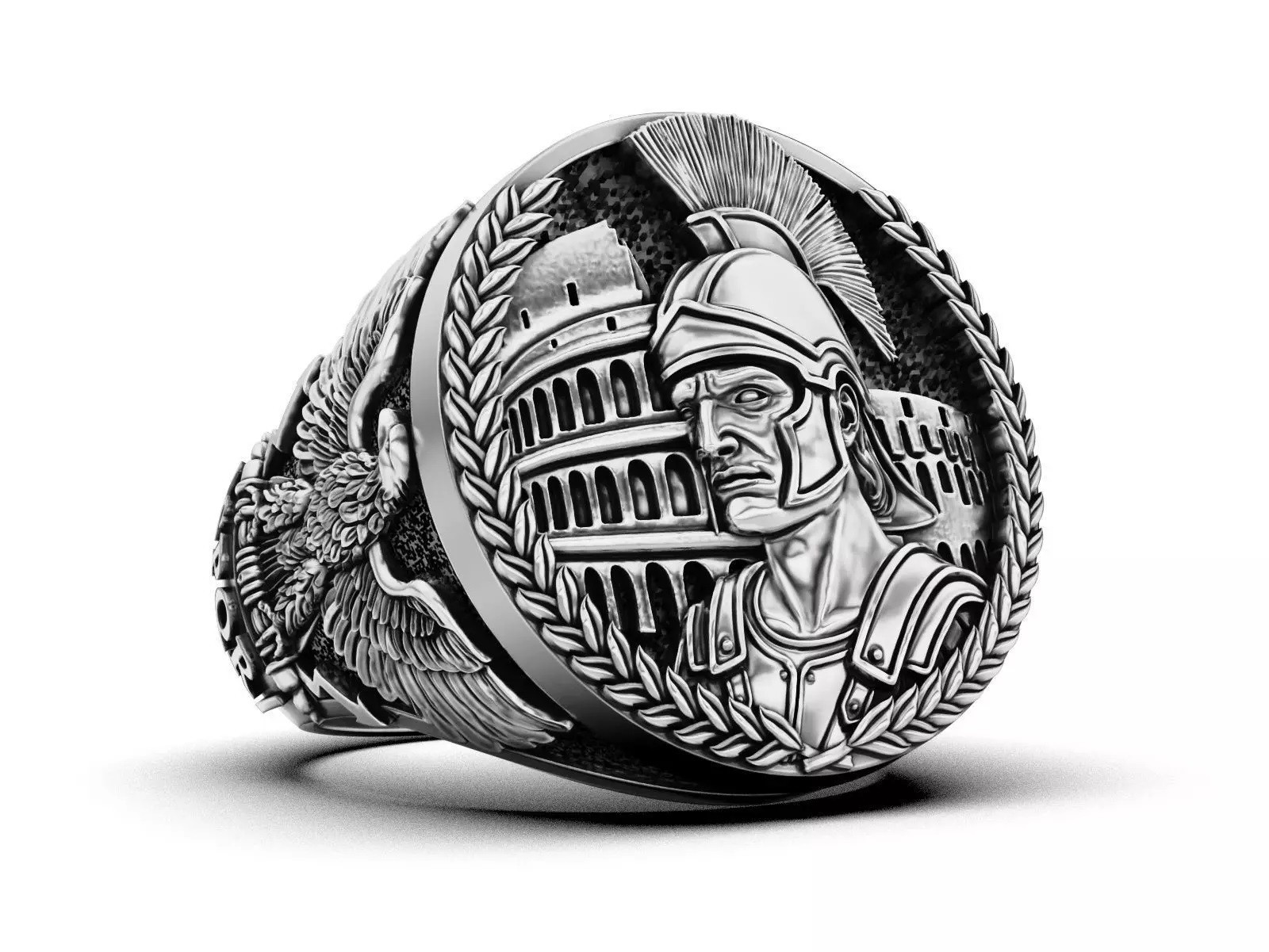 Oxidized Men’s Ancient Rome Imperial Eagle 925 Sterling Silver Statement Rings