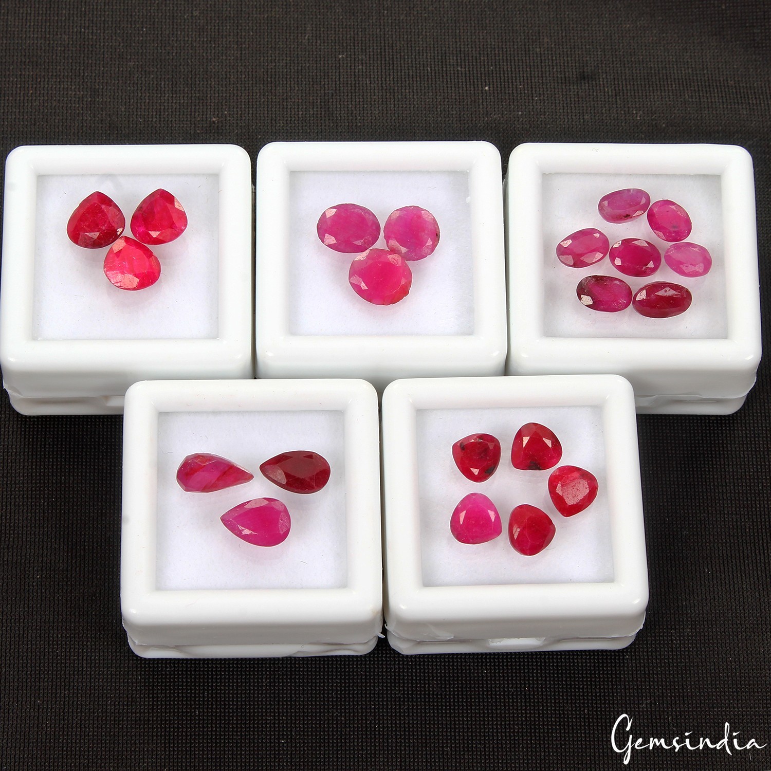 Natural Pink Red Ruby 6-9mm Mixed Loose Gems for Jewelry 24.40 Ct/21Pcs w/ Boxes