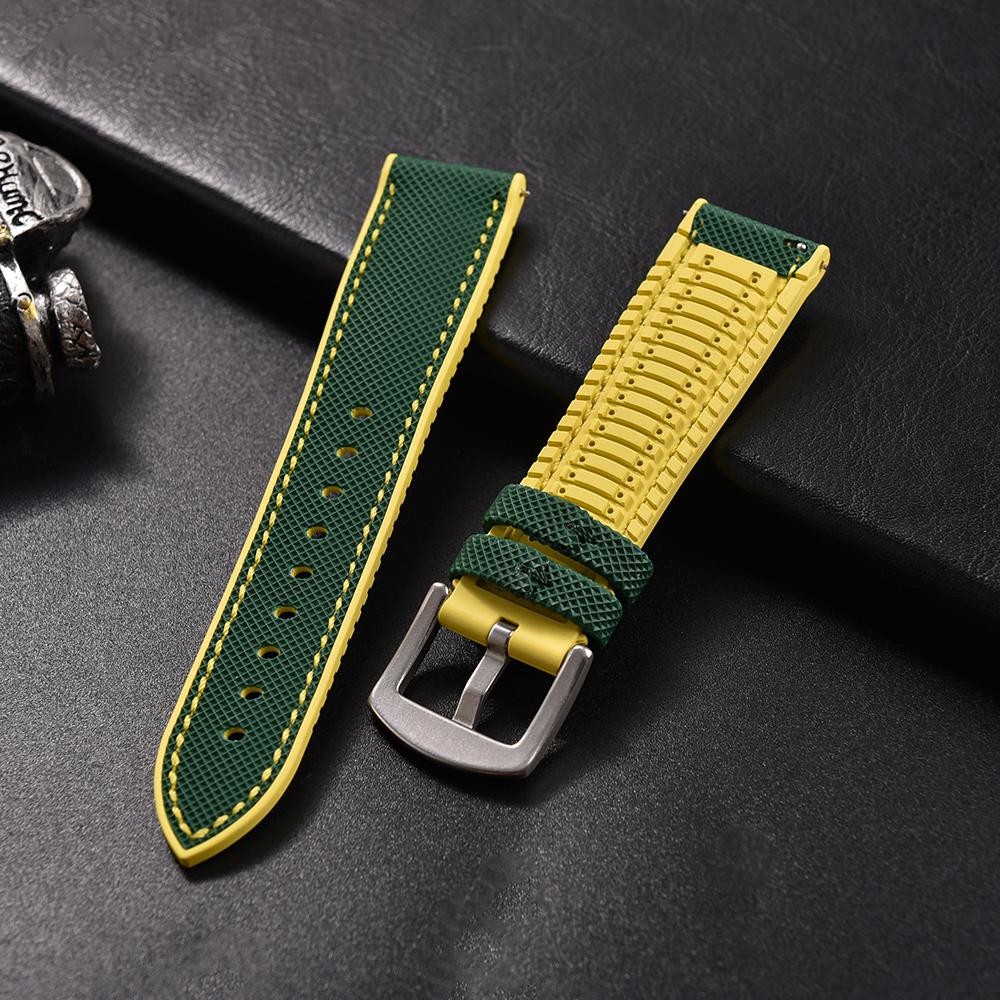 18-24mm Hybrid FKM Watch Strap Fluoro Rubber Watchband Soft Straps Quick Release