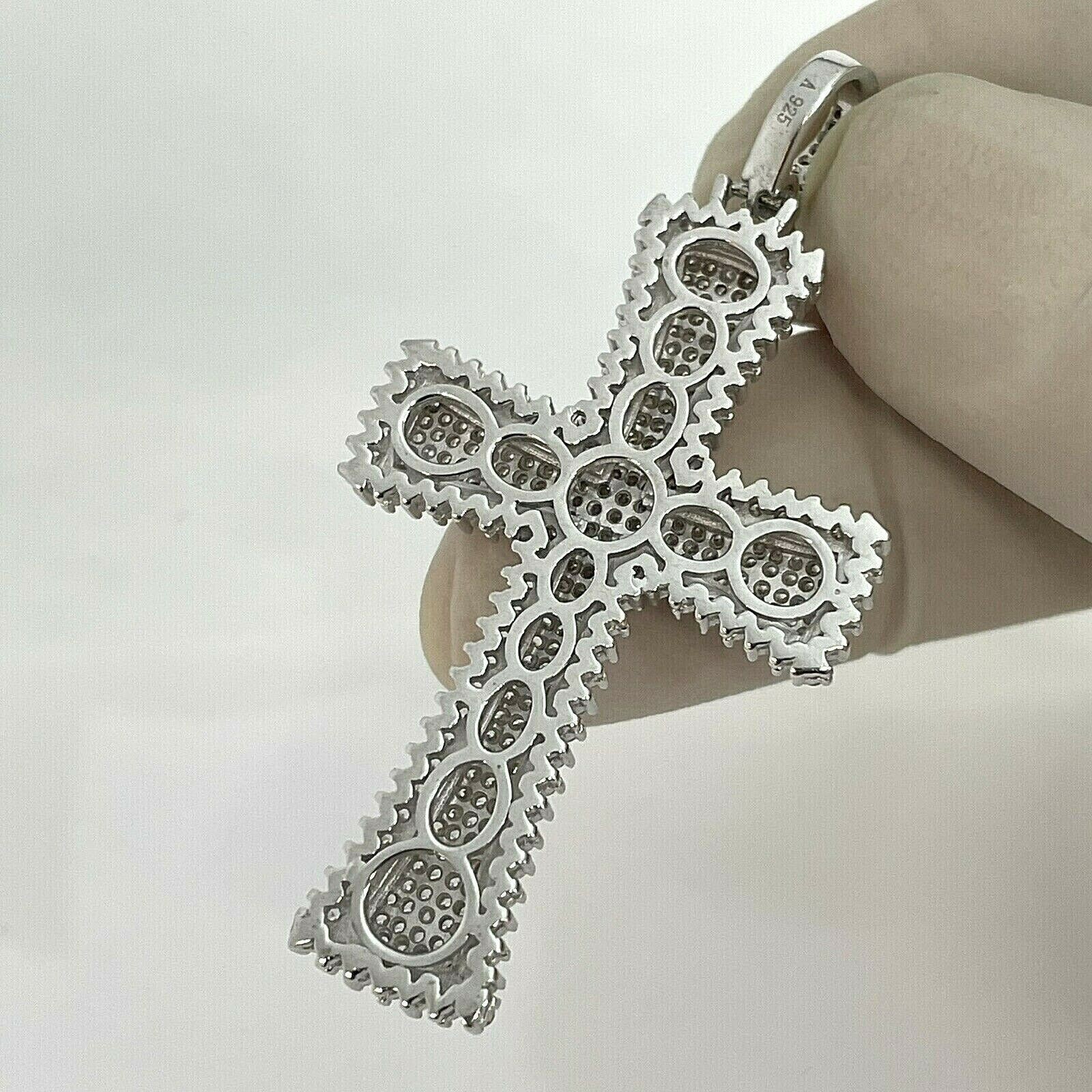 14K White Gold Finish 3Ct Lab Created Diamond Round Women Cross Charm Pendant