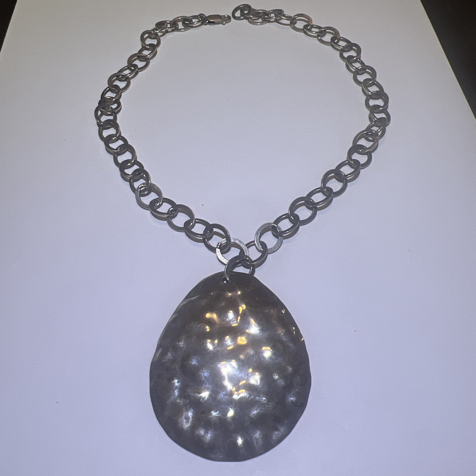 Vintage SILPADA Sterling Silver Hammered Large Pendant Toggle Necklace 35.4g