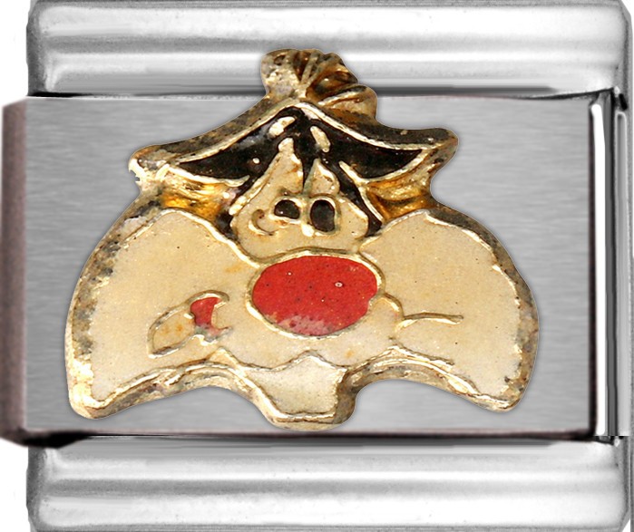 Licensed Sylvester Cat Scared Looney Tunes Italian Charm Enamel Bracelet Link