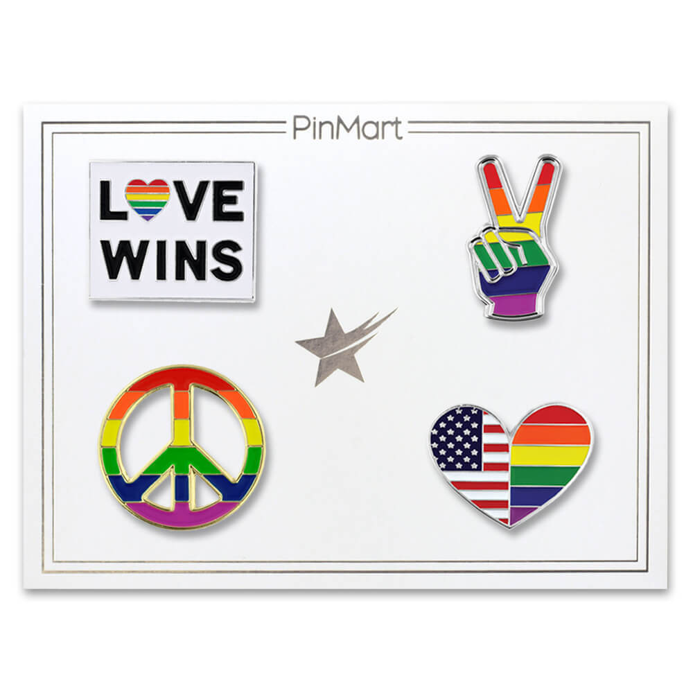 PinMart’s Gay Pride Rainbow Flag Love Wins LGBT Enamel Lapel Pin Set