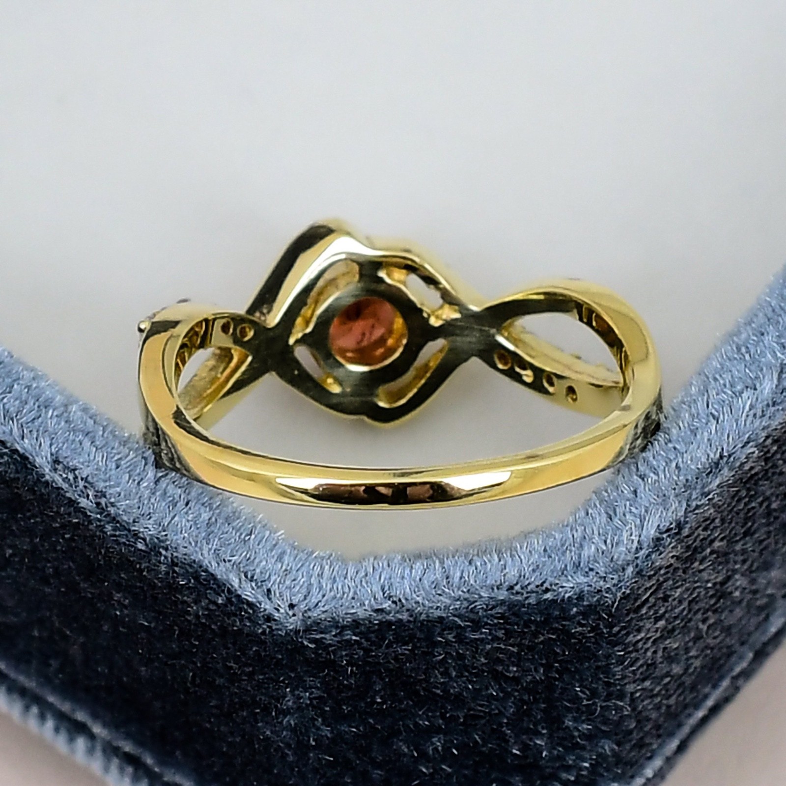 Garnet Ring 18K Gold Plated 5mm Round Gemstone Infinity Promise Ring Gift