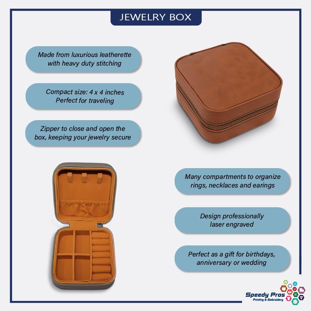 Engraved Leather Jewelry Box Football Sports Football Travel Earring Case for…
