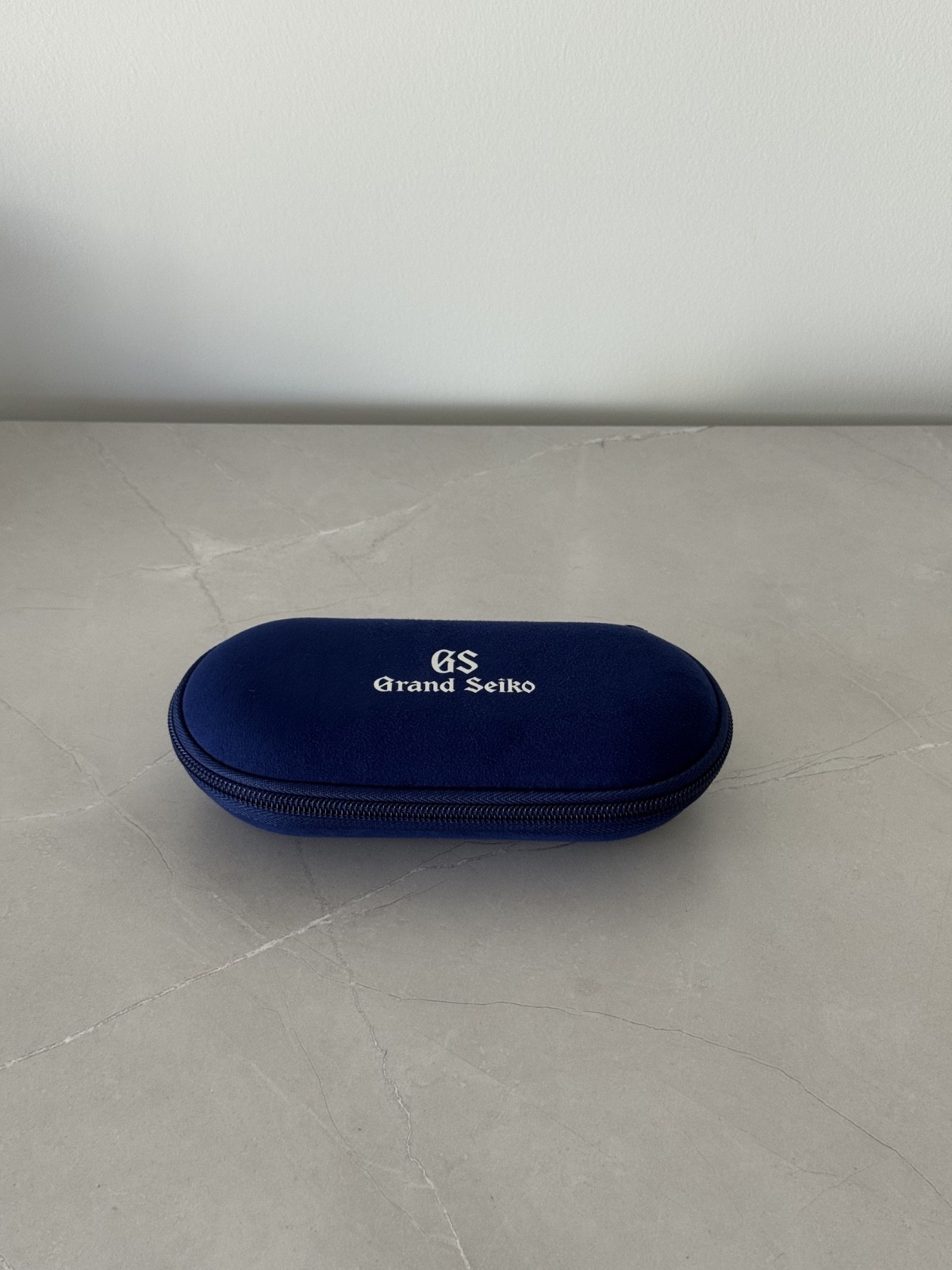 Grand Seiko Zip Watch Case Travel Pouch Blue Suede Clamshell