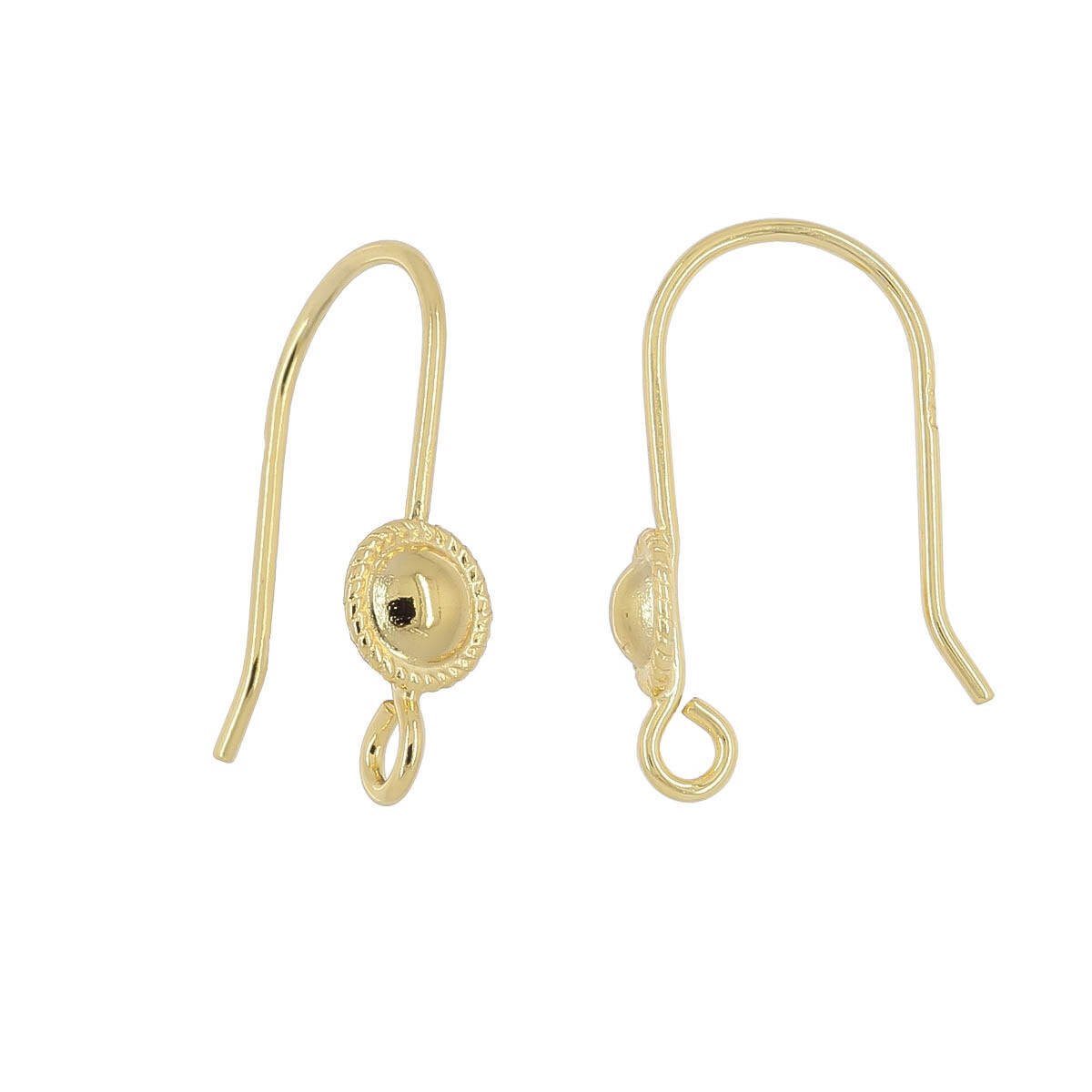 Gold Plated Sterling Silver French Hook Ear Wire Earring Connector 21mm #51430