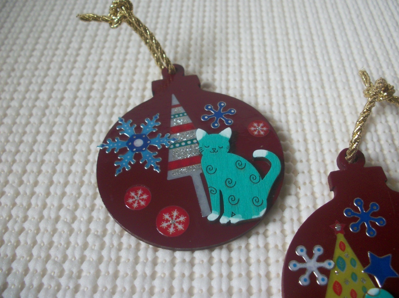 Vintage Lucinda hand made Cat Ornaments