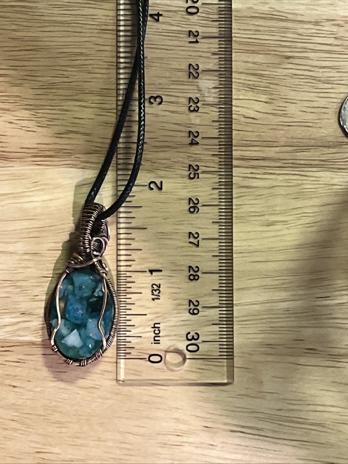 Blue Calcite (in resin)~ Handmade copper wire wrapped pendant 4b