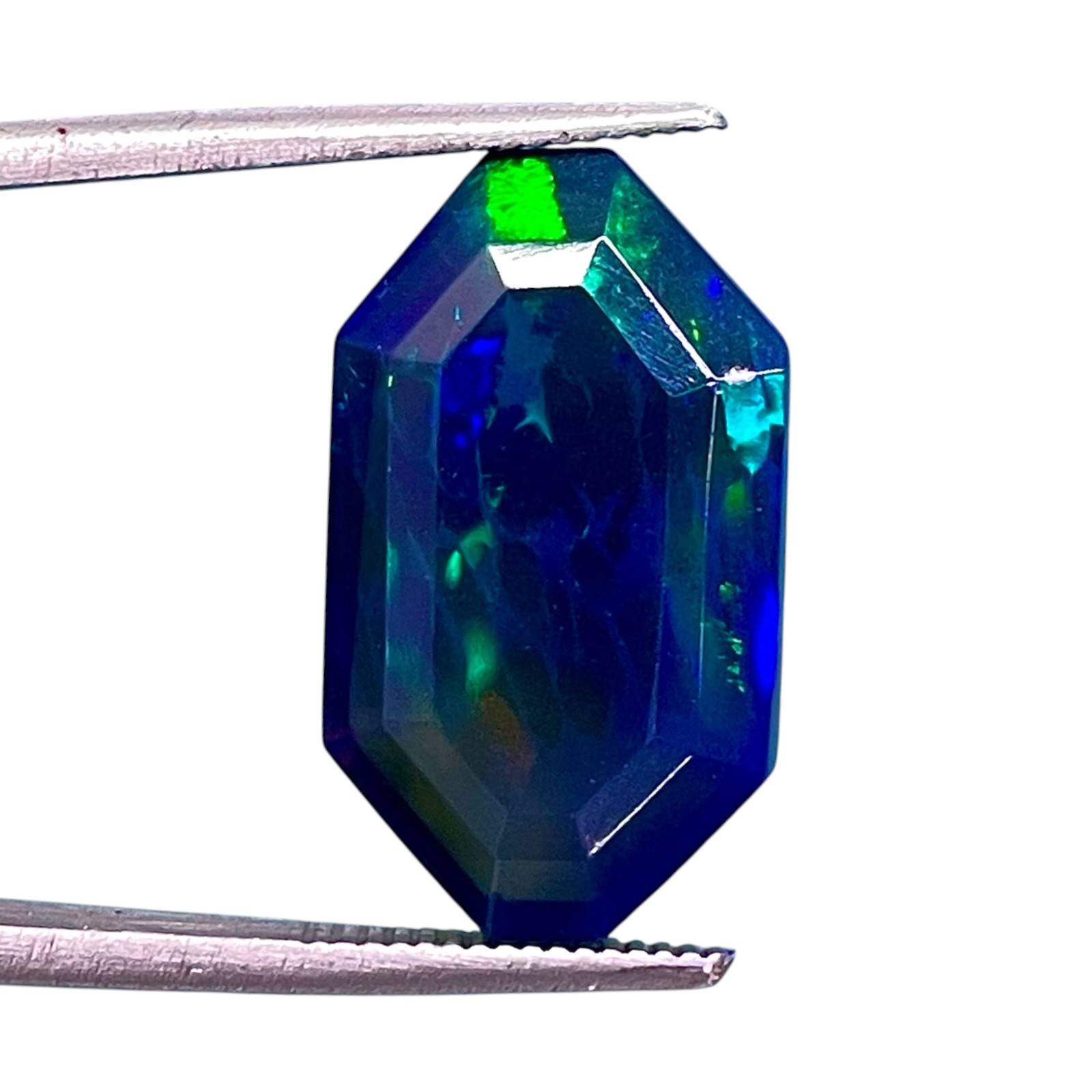 6.50 Cts Natural Ethiopian Black Opal 18x10mm Fancy Cut Multi Flash Gemstone