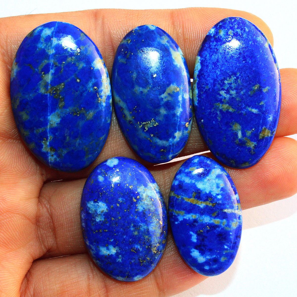 5 PC Natural Lapis Lazuli High Quality Untreated 30-37mm Oval Cabochon Gemstones