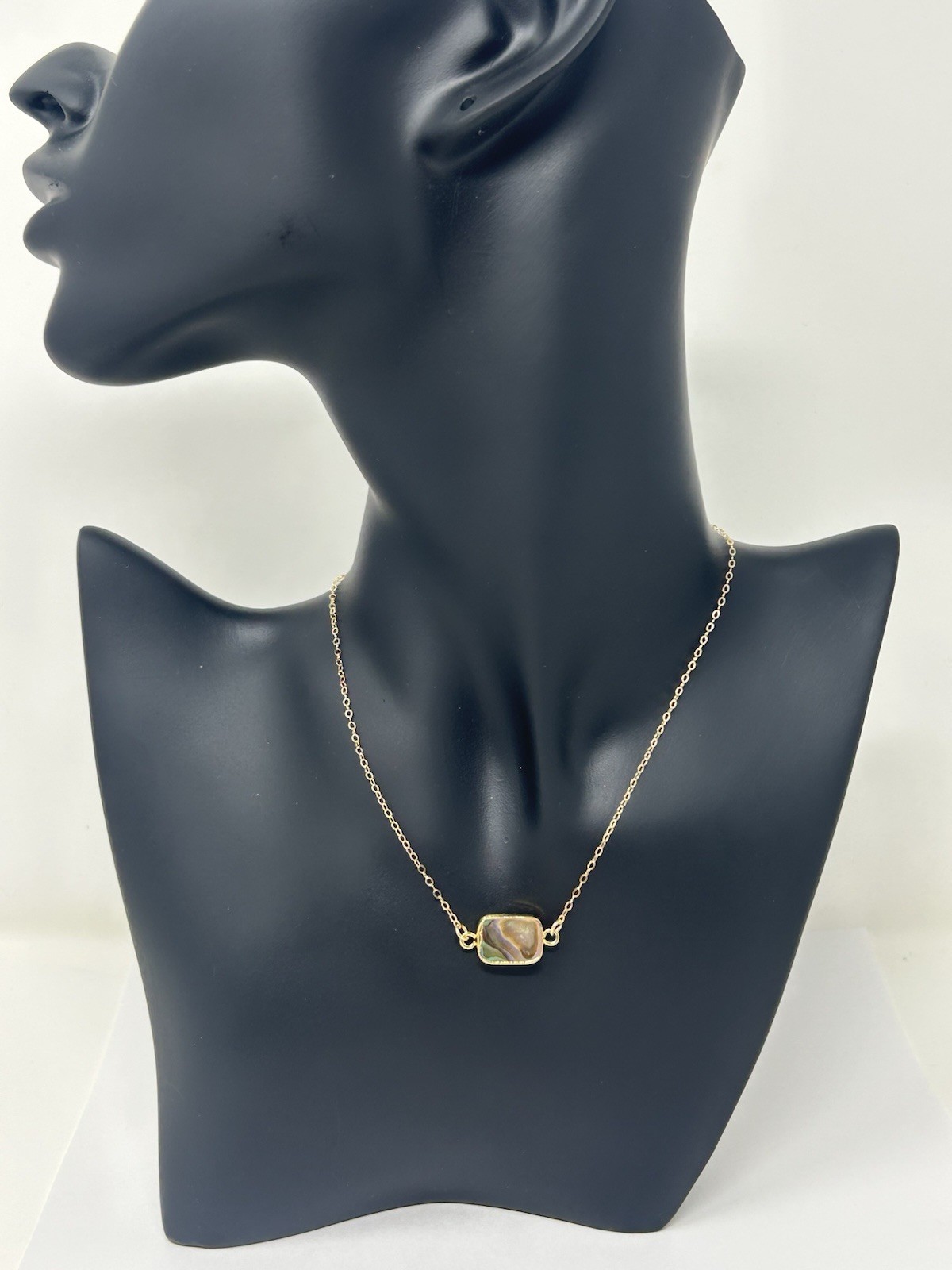 Vintage 1/20 14K GF MS Co Abalone Rectangle Station Necklace 16″