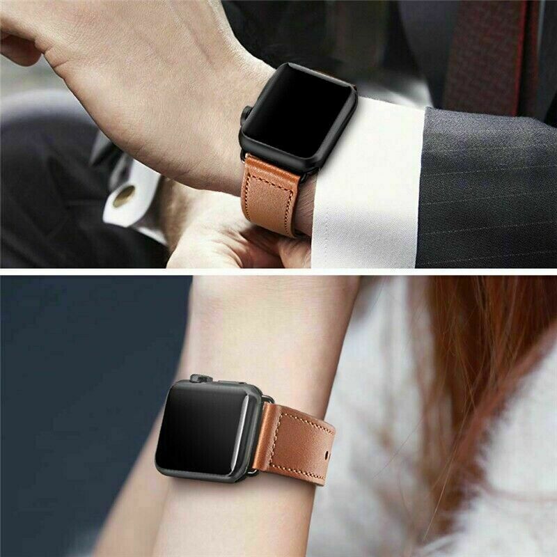 Leather Apple Watch Band Strap for Apple iWatch Series 9 8 7 6 5 4 3 41/45/49mm