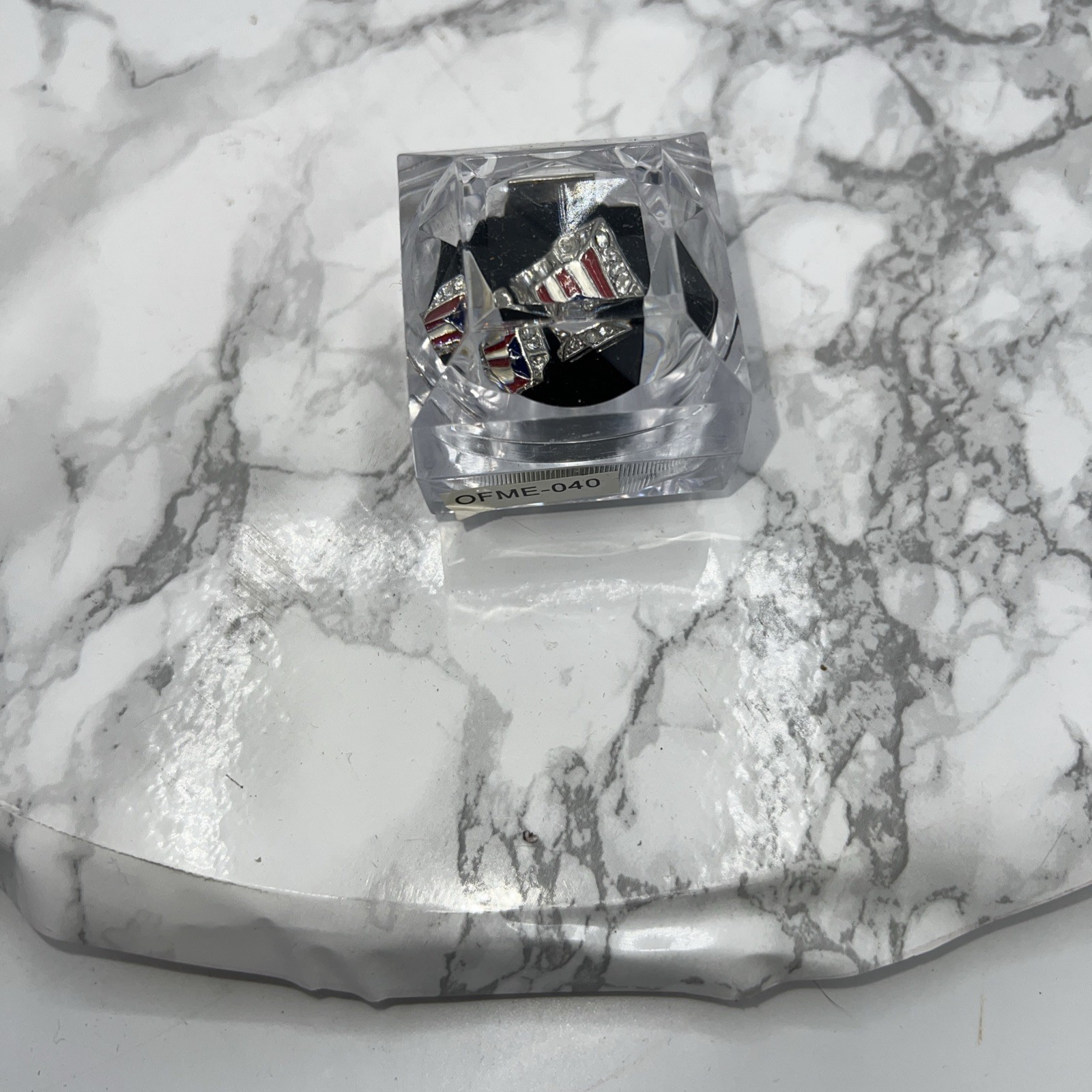 PUERTO RICO FLAG Stud Cube Earrings Silver Tone Rhinestones-NEW!