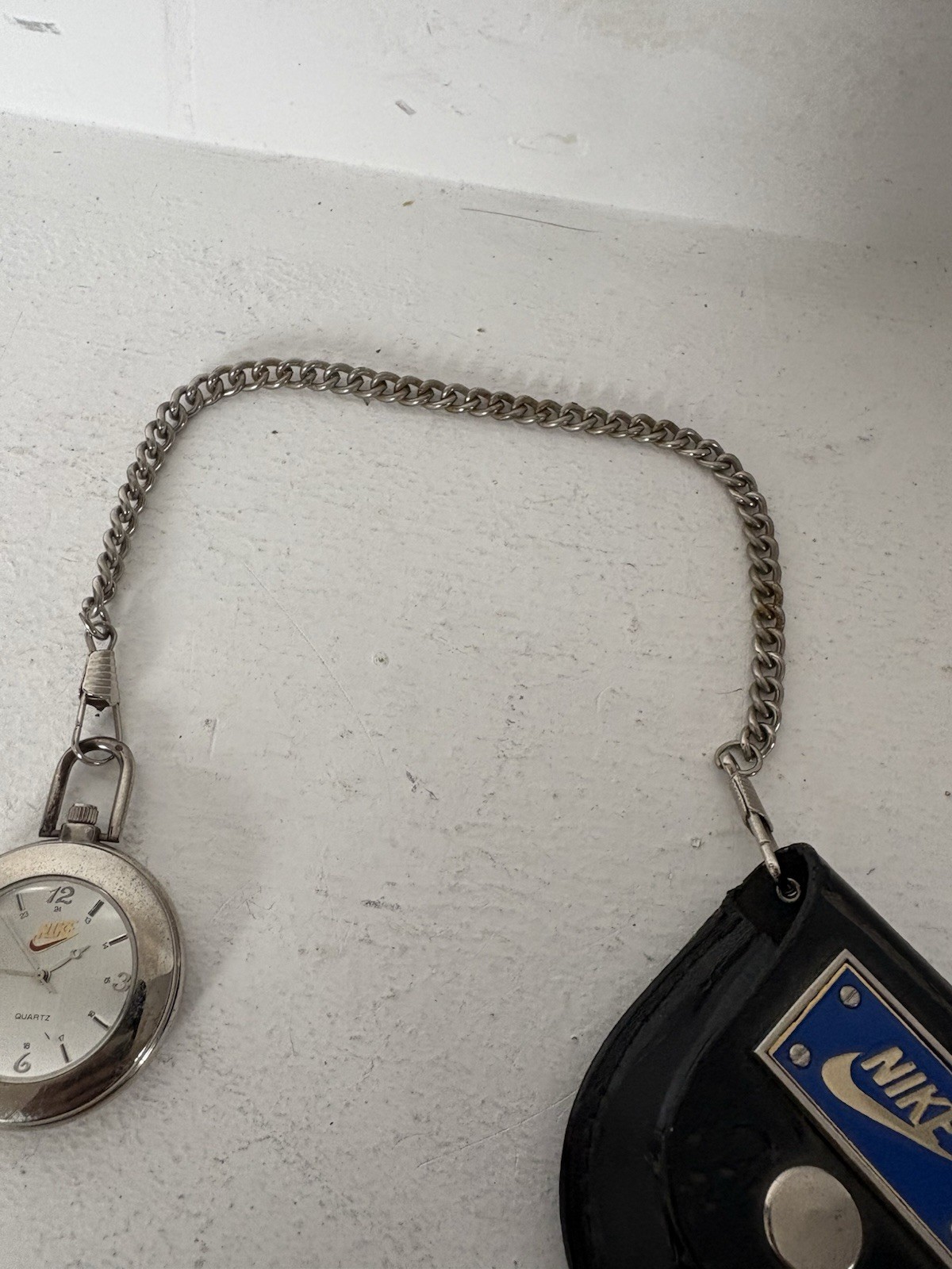 Nike Air Quartz Pocket Watch Model 1238 Made In USA Stainless Steel With Pouch