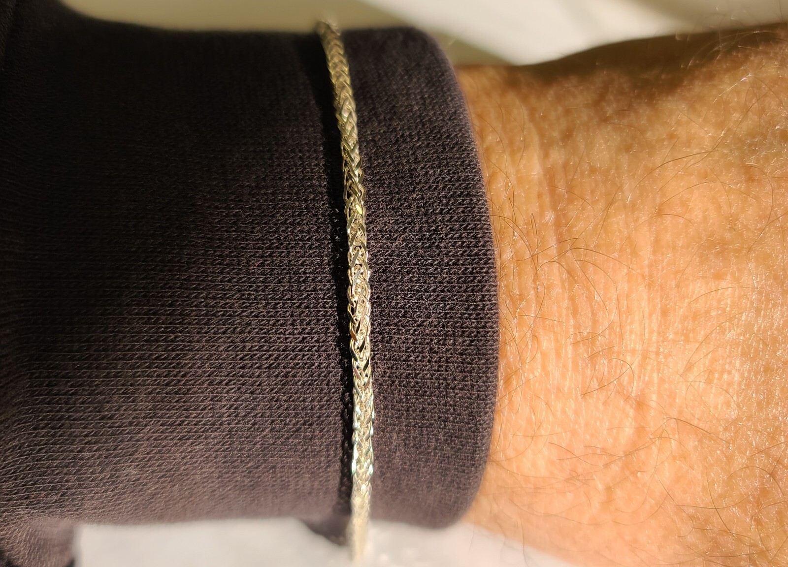 New Sterling 925 Solid Silver Wheat Link 7.4″ Bracelet 2mm Wide ITALY Made