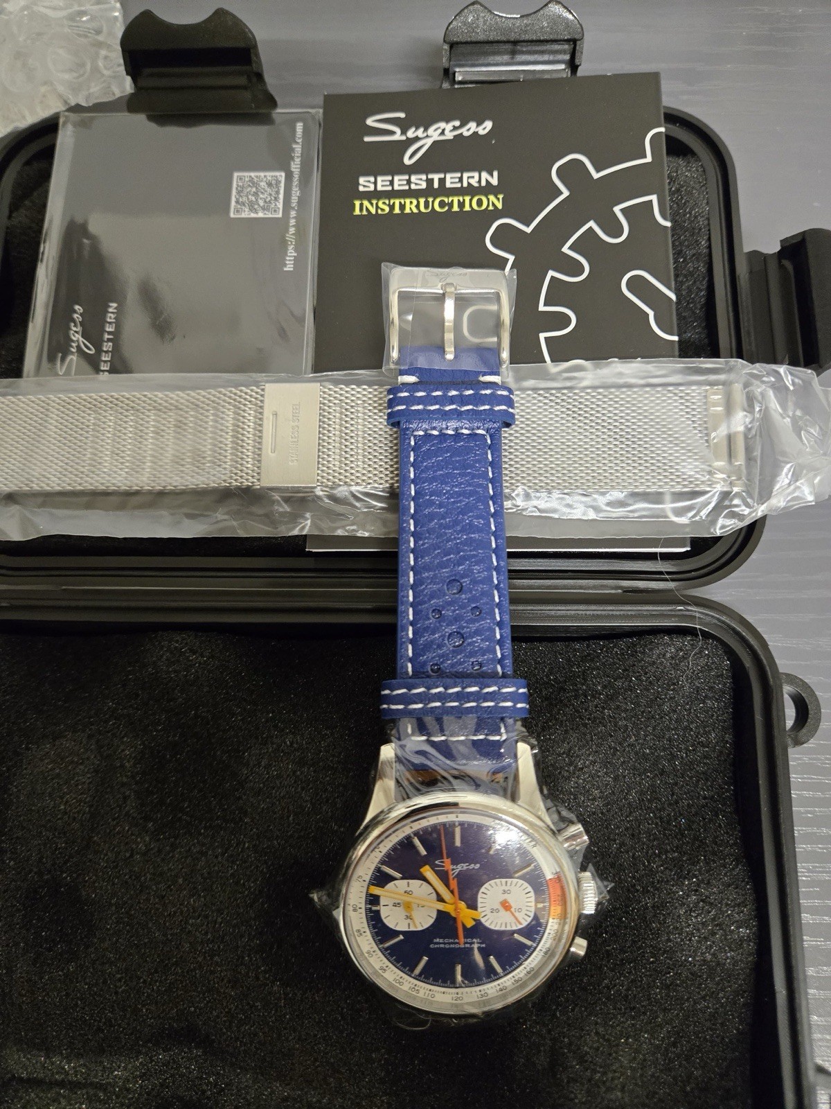 Sugess Chrono Heritage Blue Panda S387.03.J 40mm Mechanical Chronograph Watch
