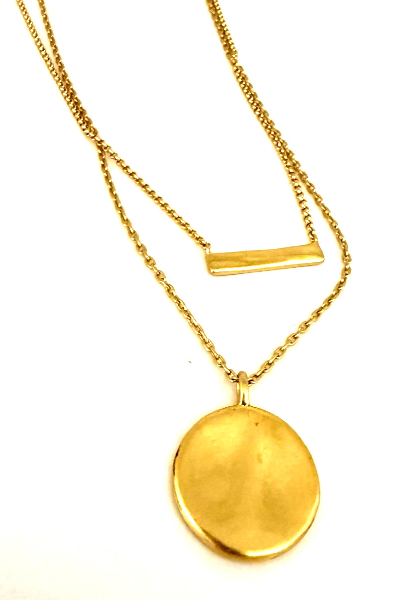 NWT MADEWELL Gold Tone Coin & Bar Pendant Necklaces ~ Wear together/separately