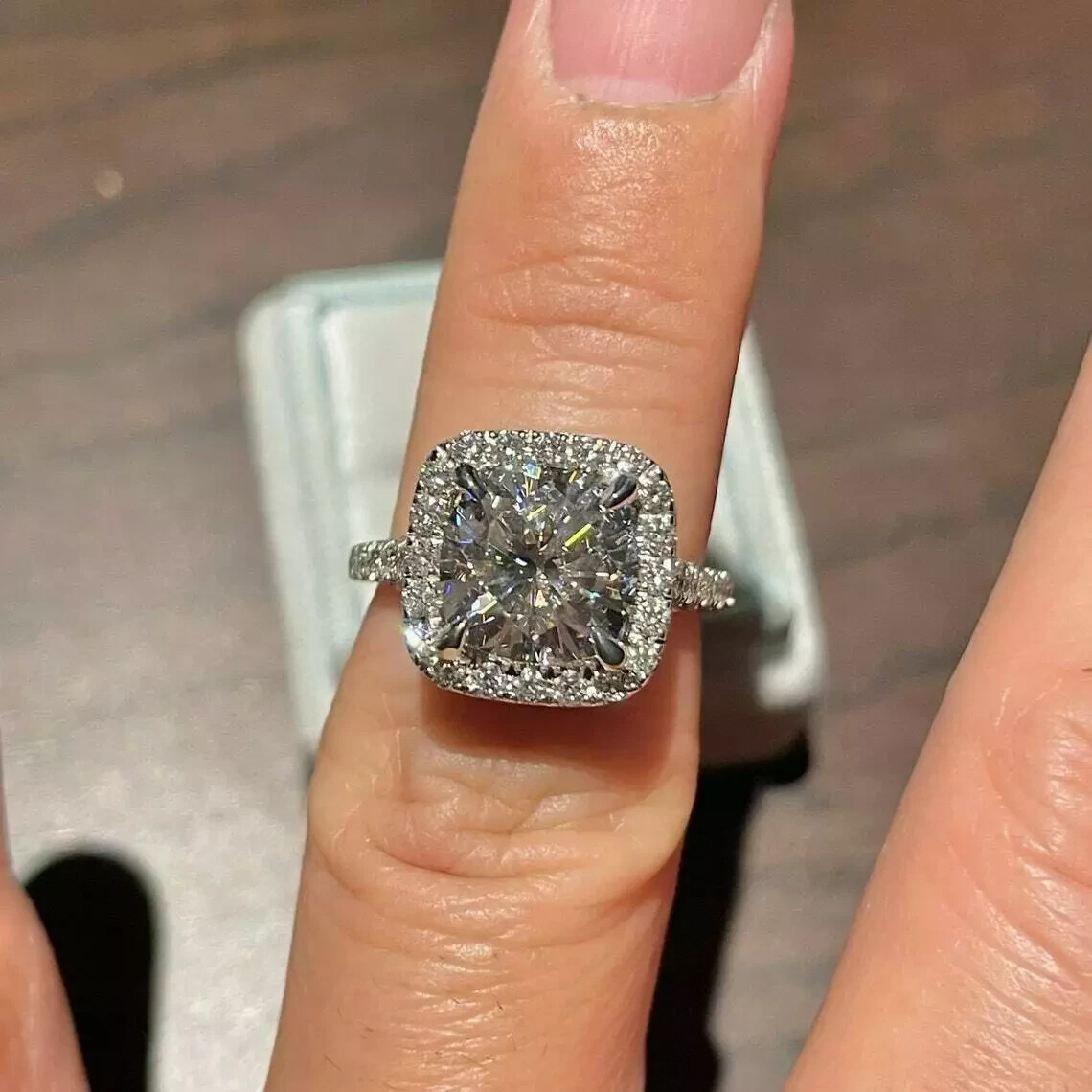 2Ct Cushion Cut Lab Created Diamond Valentine’s Day Gift Ring 14K White Gold FN