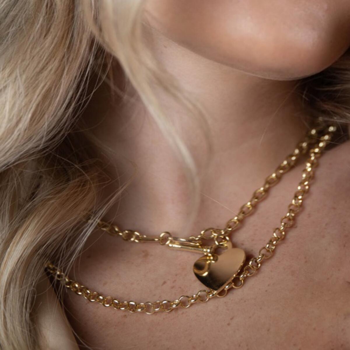 Damen Kette Herz Anhänger “My Love” 24 Karat Gold vergoldet K6052DL DJADEE
