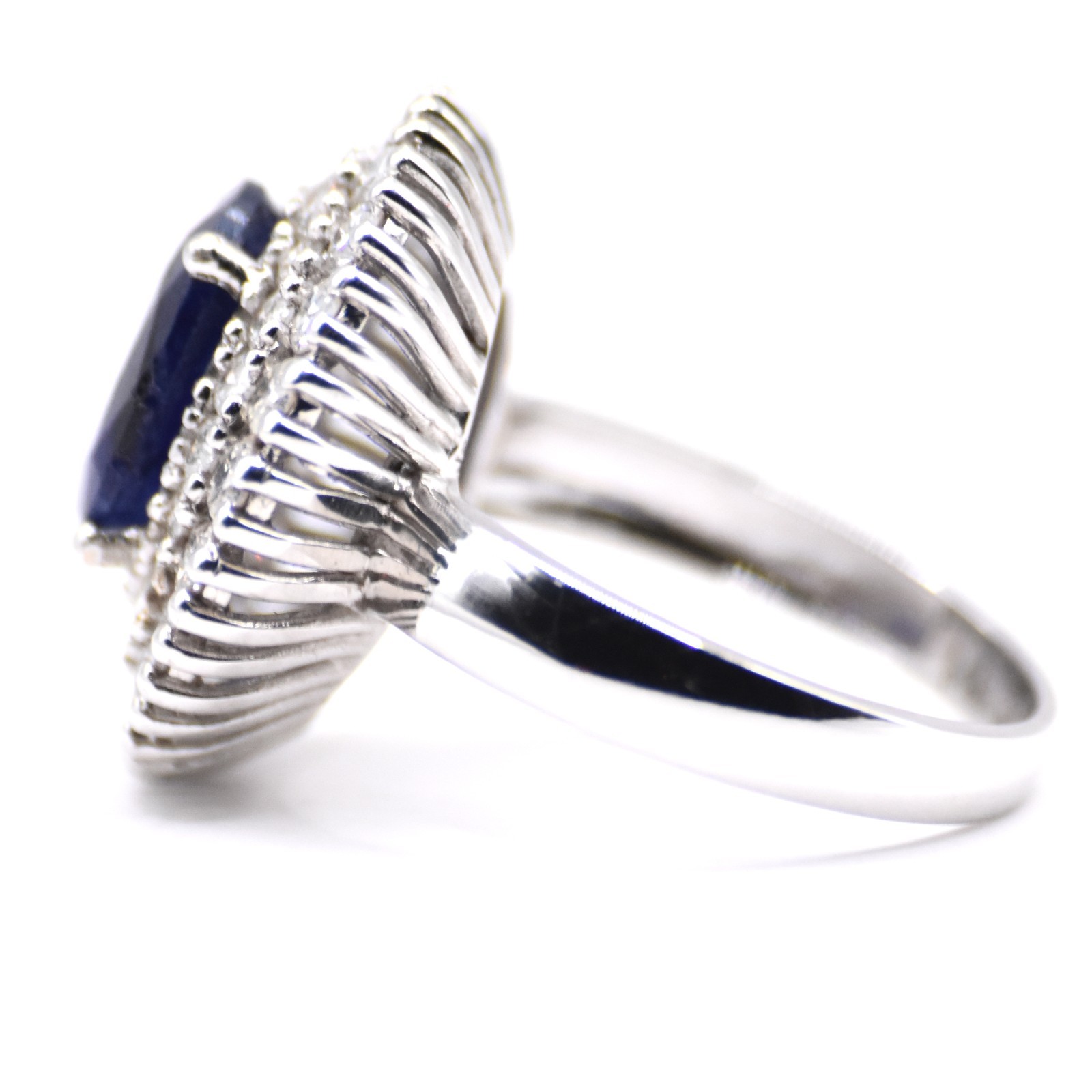3.80cts IGI Certified Natural Diamond 14k White Gold 6gr Blue Topaz Ring