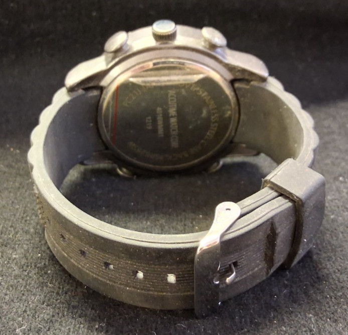 ACCUTIME WATCH CORP. 1219 MENS WRISTWATCH BLACK TONE OVERSIZED RUGGED WATCH