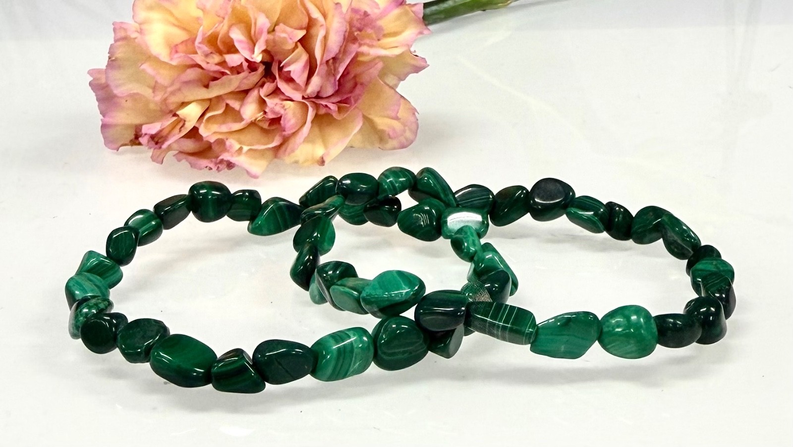 Wholesale 6 Pcs ~7mm Malachite Natural Crystal Tumble Stretch Bracelet 7.5”
