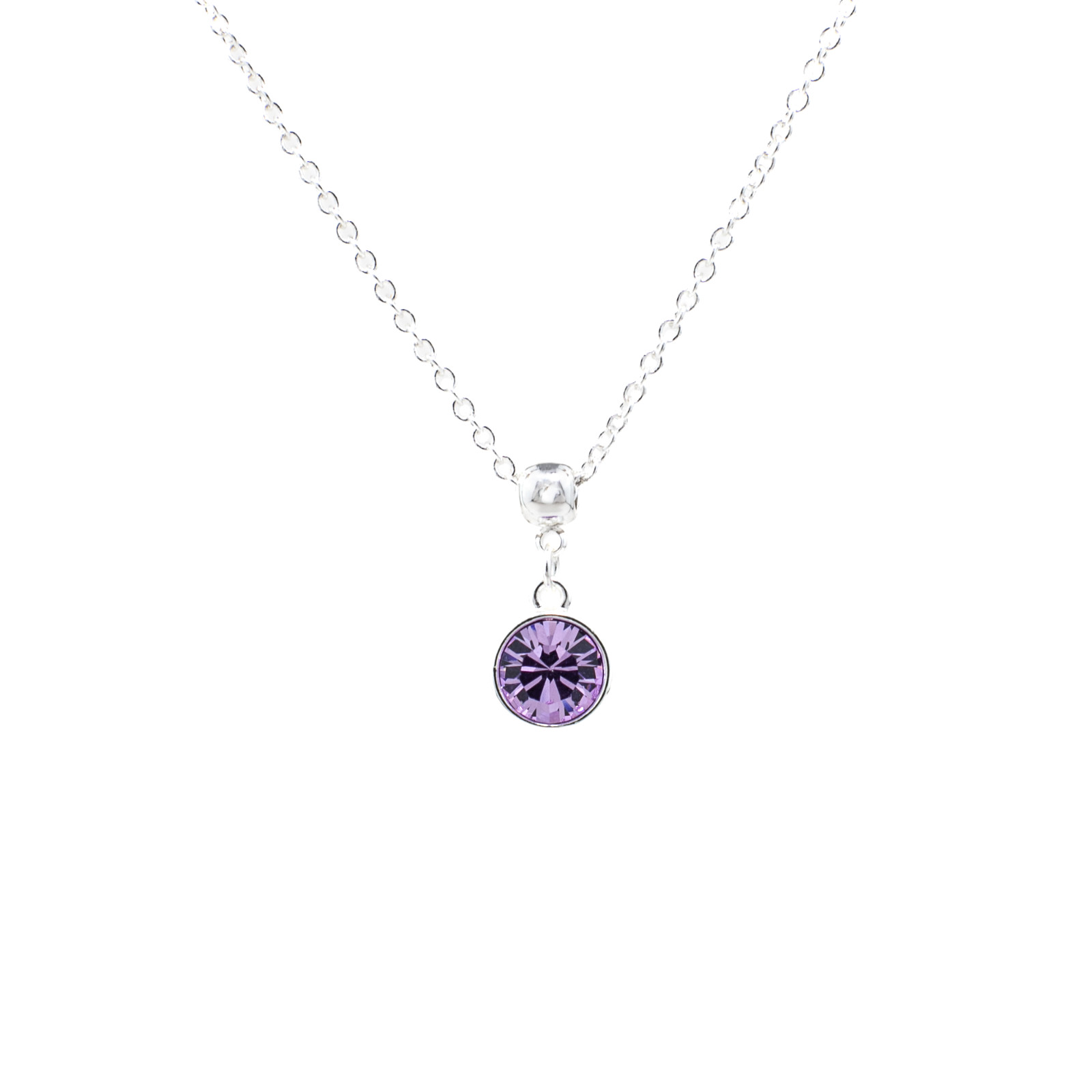 June Birthstone Alexandrite Necklace, Light Purple Bohemian Crystal, Silver