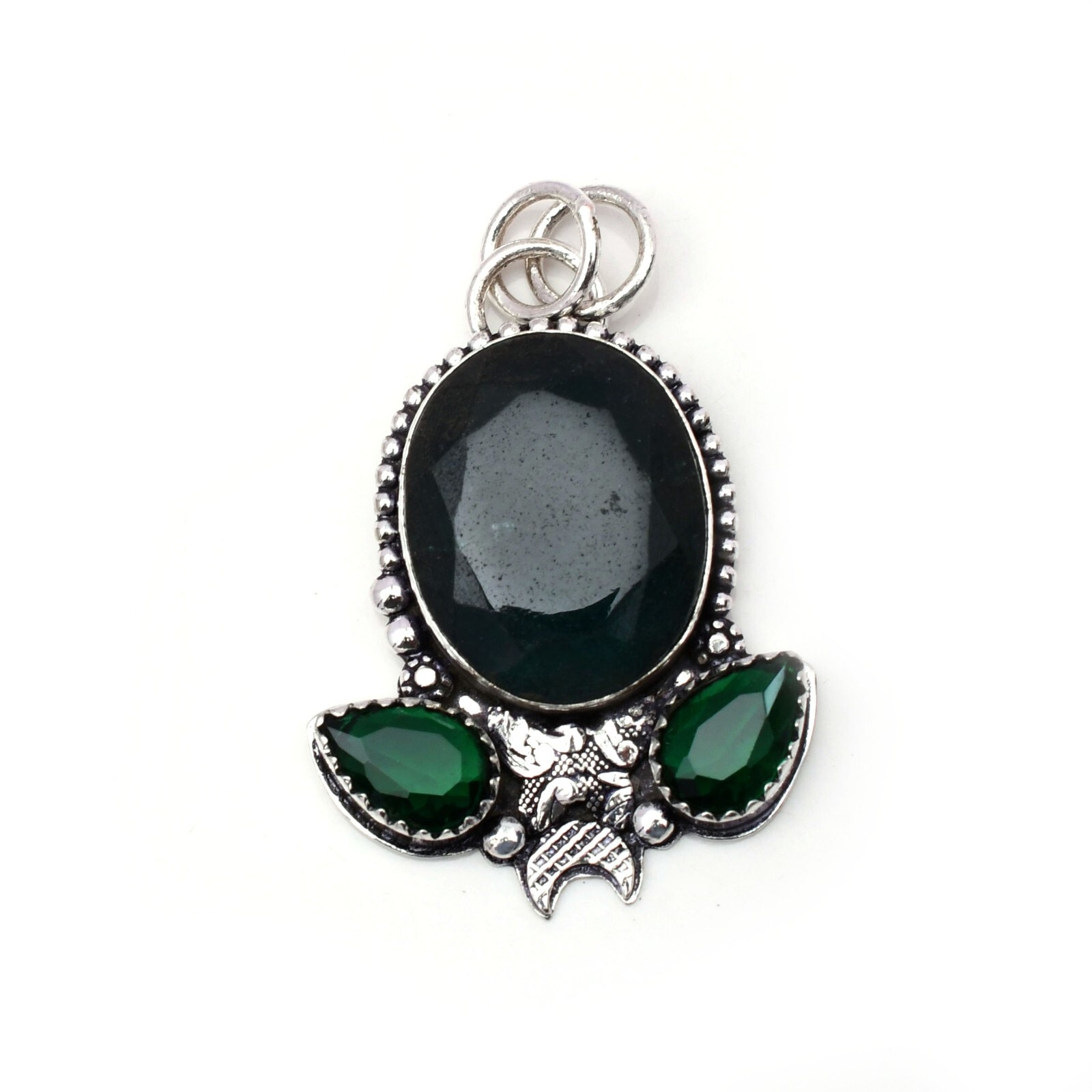 Emerald Pendant Gemstone 925 Sterling Silver Handmade Jewelry Pendant 1.97″