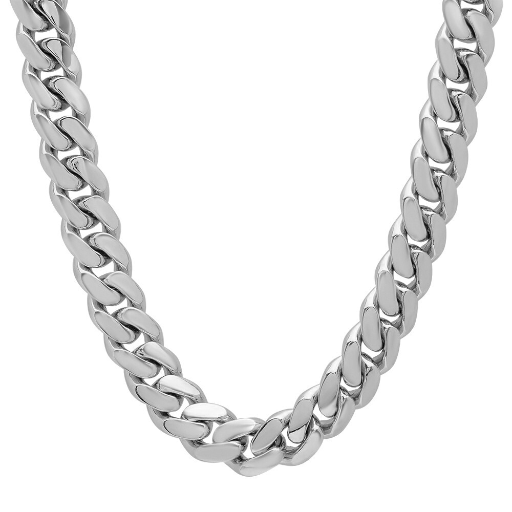 Men’s Heavy Miami Cuban Link Chain & Bracelet Combo Set Silver Stainless Steel