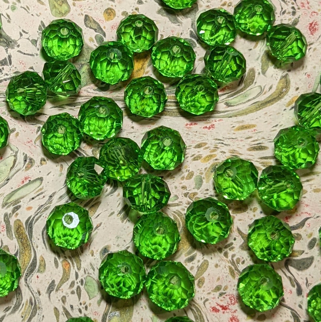 Crystal Beads 8mm Beads for Jewelry Making Bulk 180 pcs Grass Green Roundelle