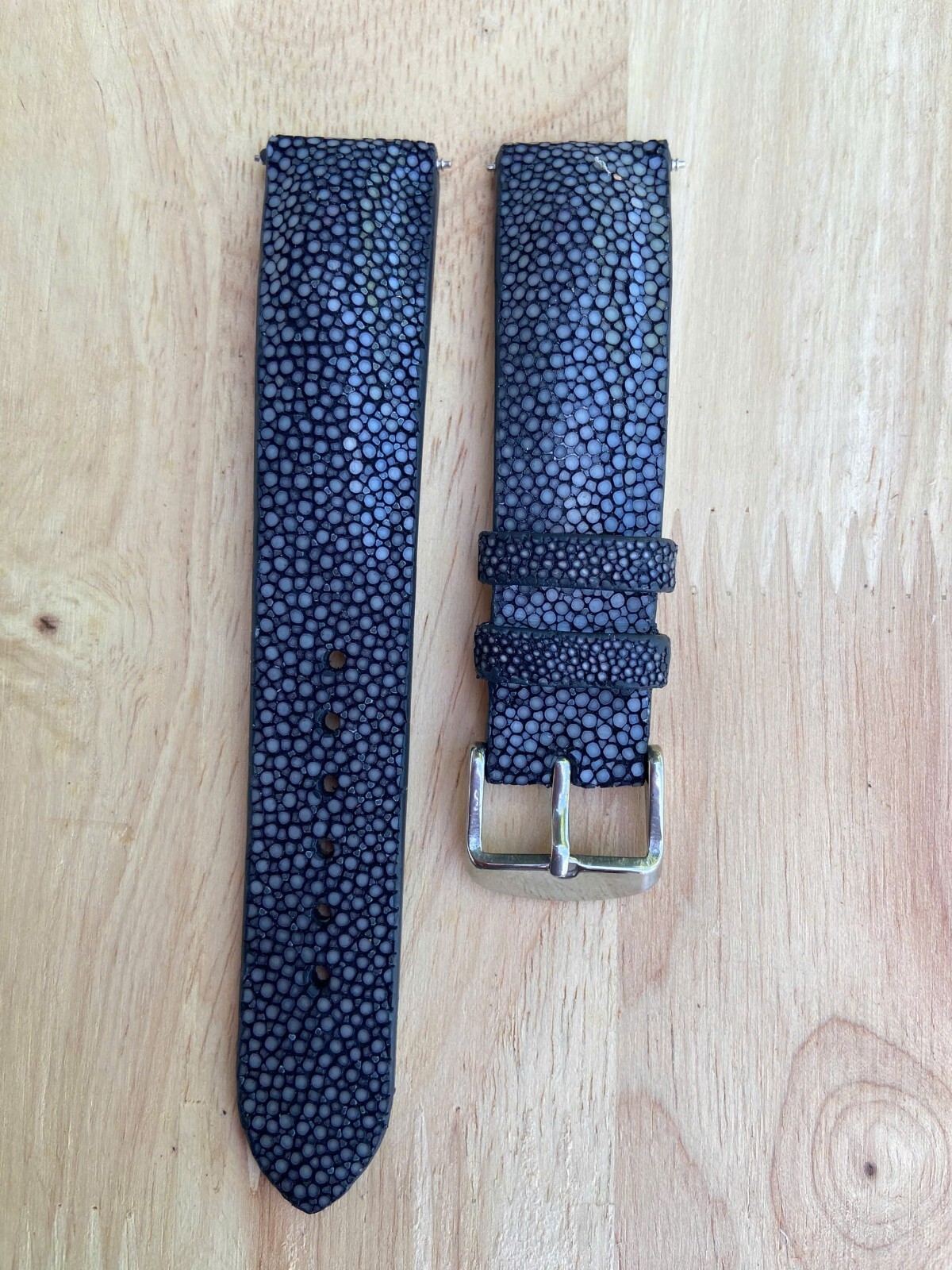 Black Stingray Leather Watch Strap Band, 18mm 20mm 21mm 22mm 24mm 26mm.