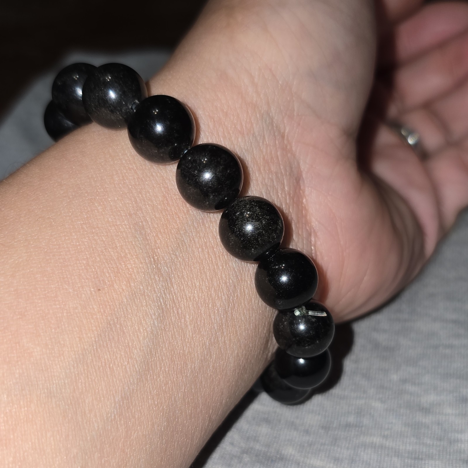 Golden Obsidian Round Bead Beaded Stretch Bracelet Ball/Bead Chain Stackable