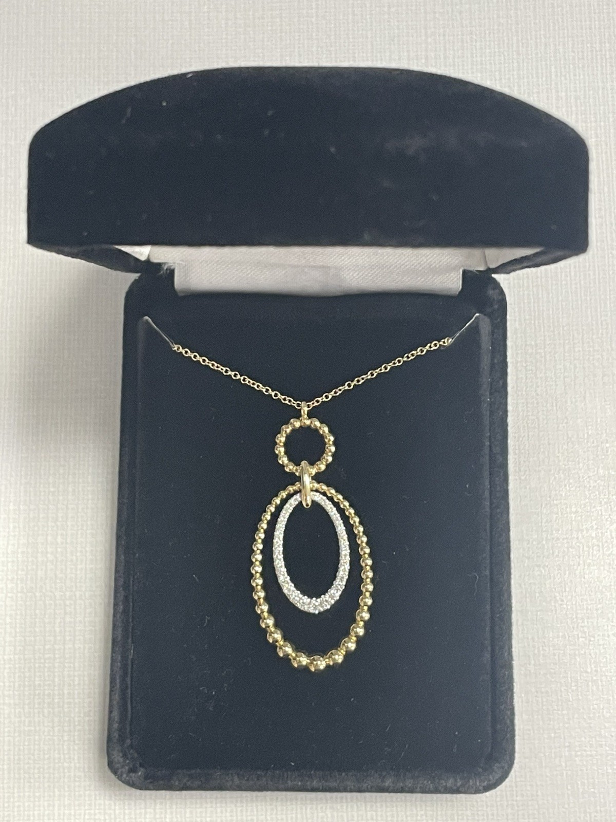 Gabriel 14kt White- Yellow Gold Diamond Oval Pendant Necklace