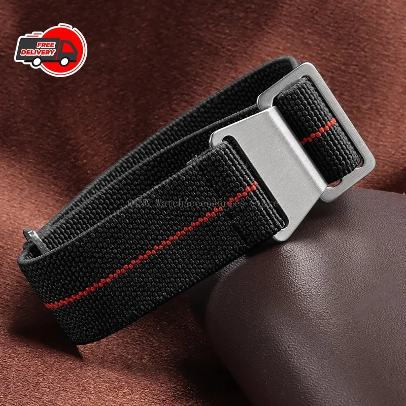 18/20/22mm Elastic Nylon Watch Band French Military Style Sport Strap Men Women