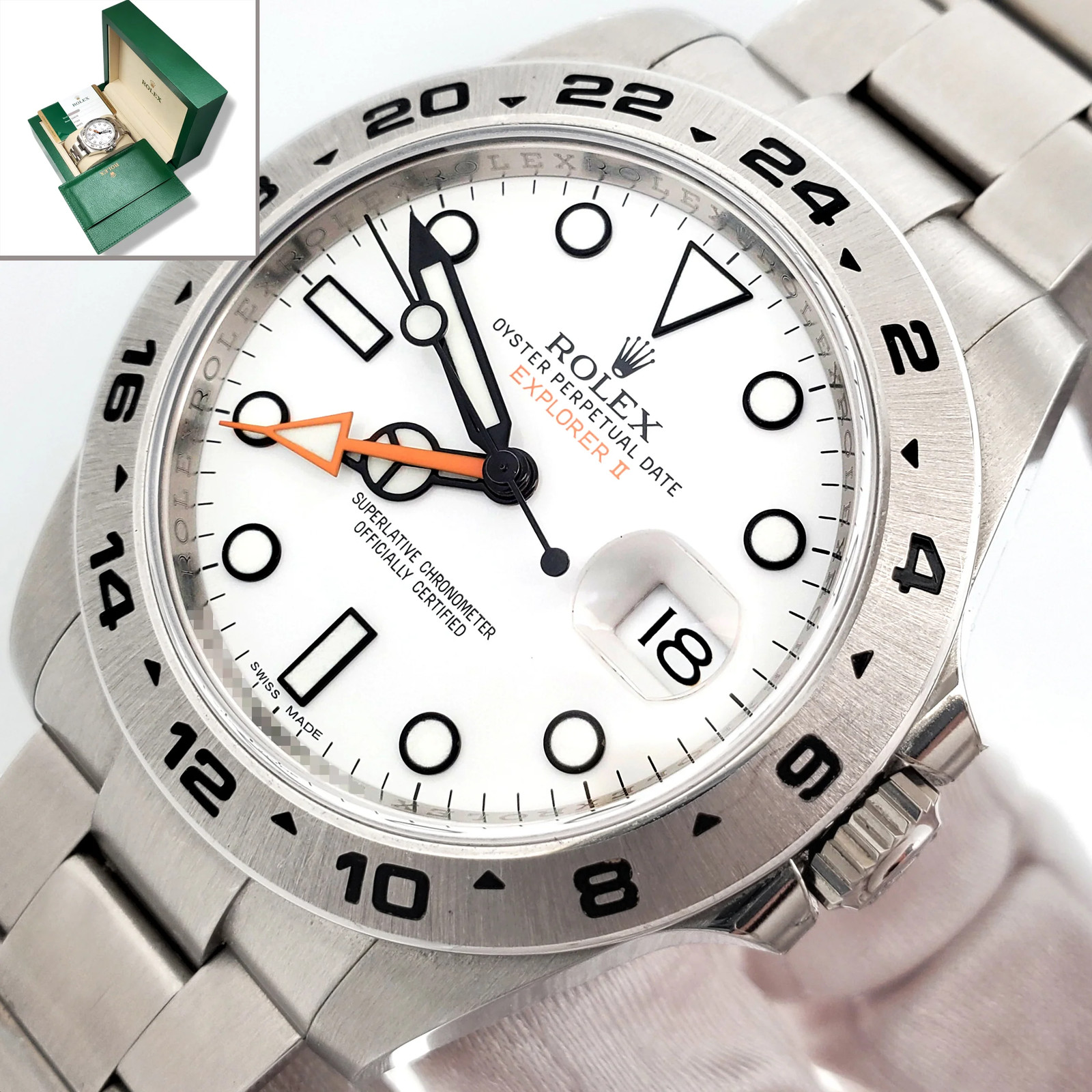2016 Rolex Explorer II Polar White Steel Oyster 42mm Watch 216570 Box Papers