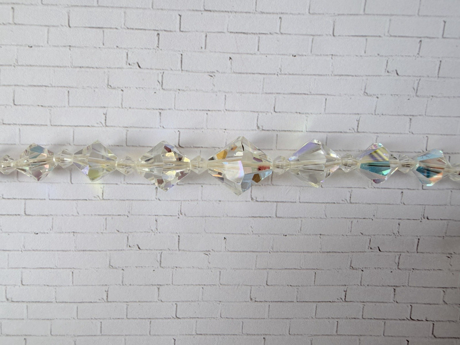 Vintage AB Aurora Borealis Crystal Bicone Bead Choker Necklace Jewelry