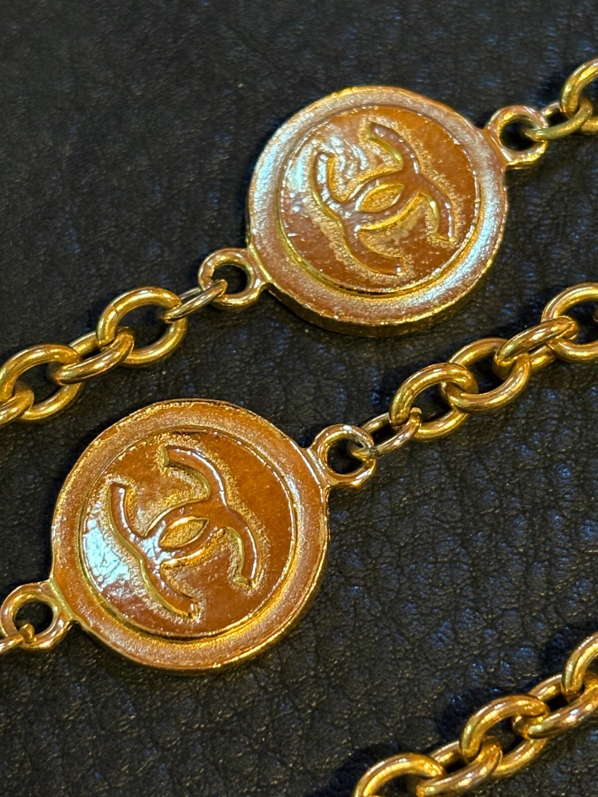 CHANEL Necklace AUTH Coco CC chain Rare Pendant Gold 180cm Choker Medal Coin F/S