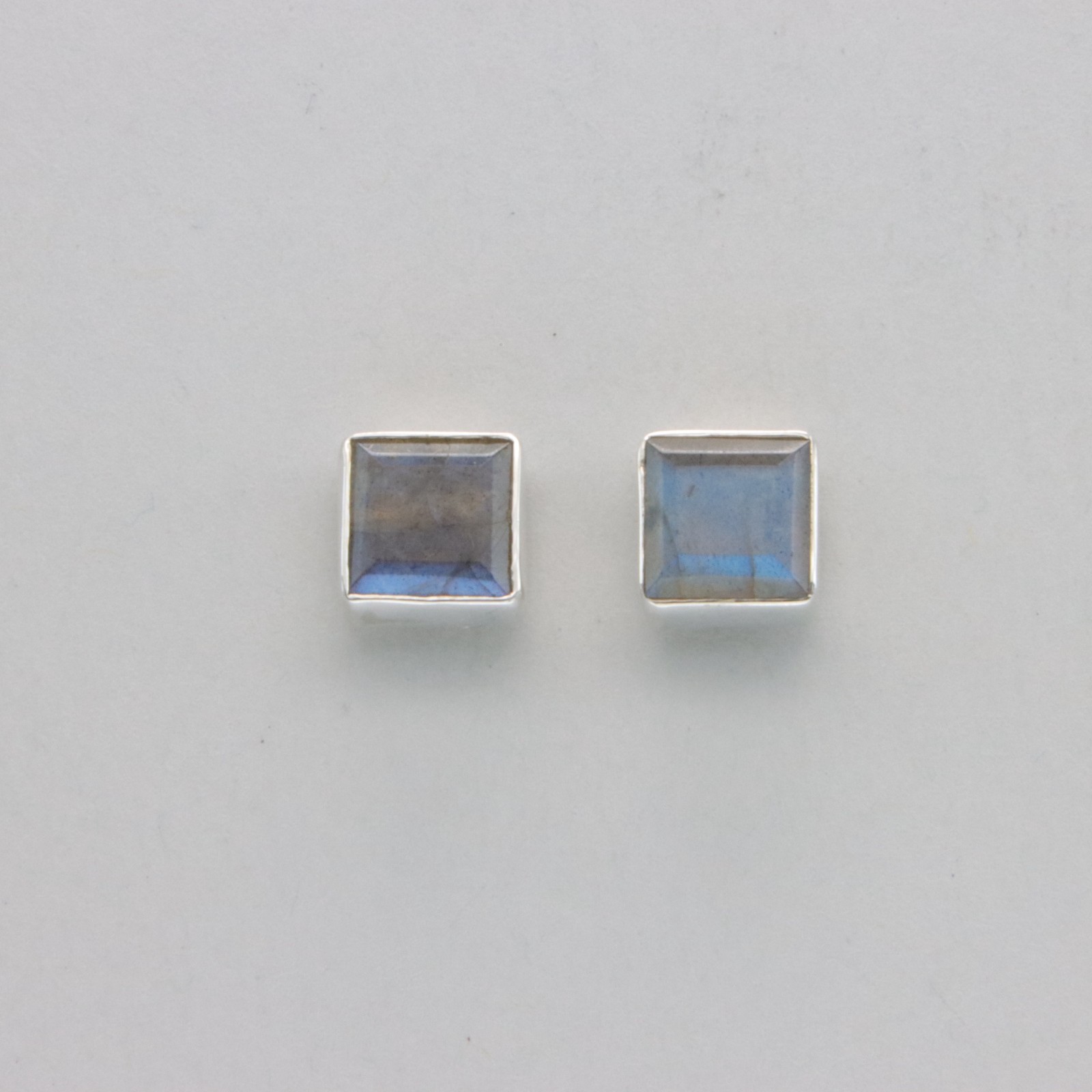 Square / Rectangle LABRADORITE Post Stud Earrings – 925 STERLING SILVER #10e