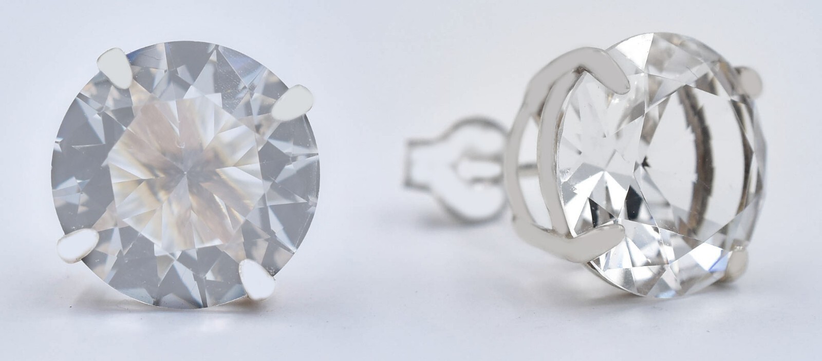LAB CREATED 13.90 Cts WHITE SAPPHIRE STUD EARRINGS .925 Silver – 12 mm – NWT