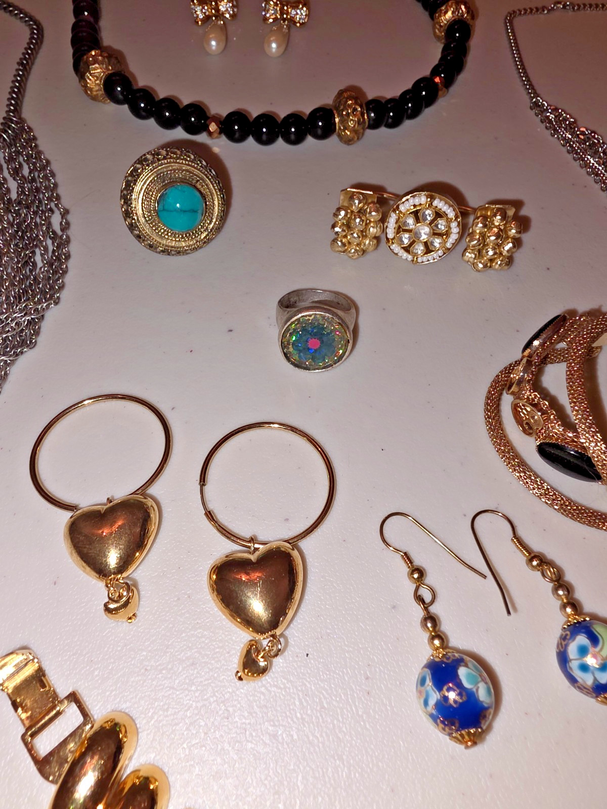 Vintage & Contemporary Jewelry Lot – NAPIER Stamped Bracelet, Cameo Necklace & M