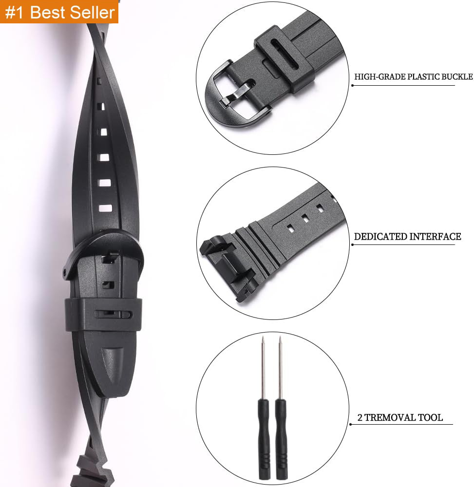 Replacement Watch Strap Band Compatible with Casio Men’S W-96H W96H-1BV Sport Wa